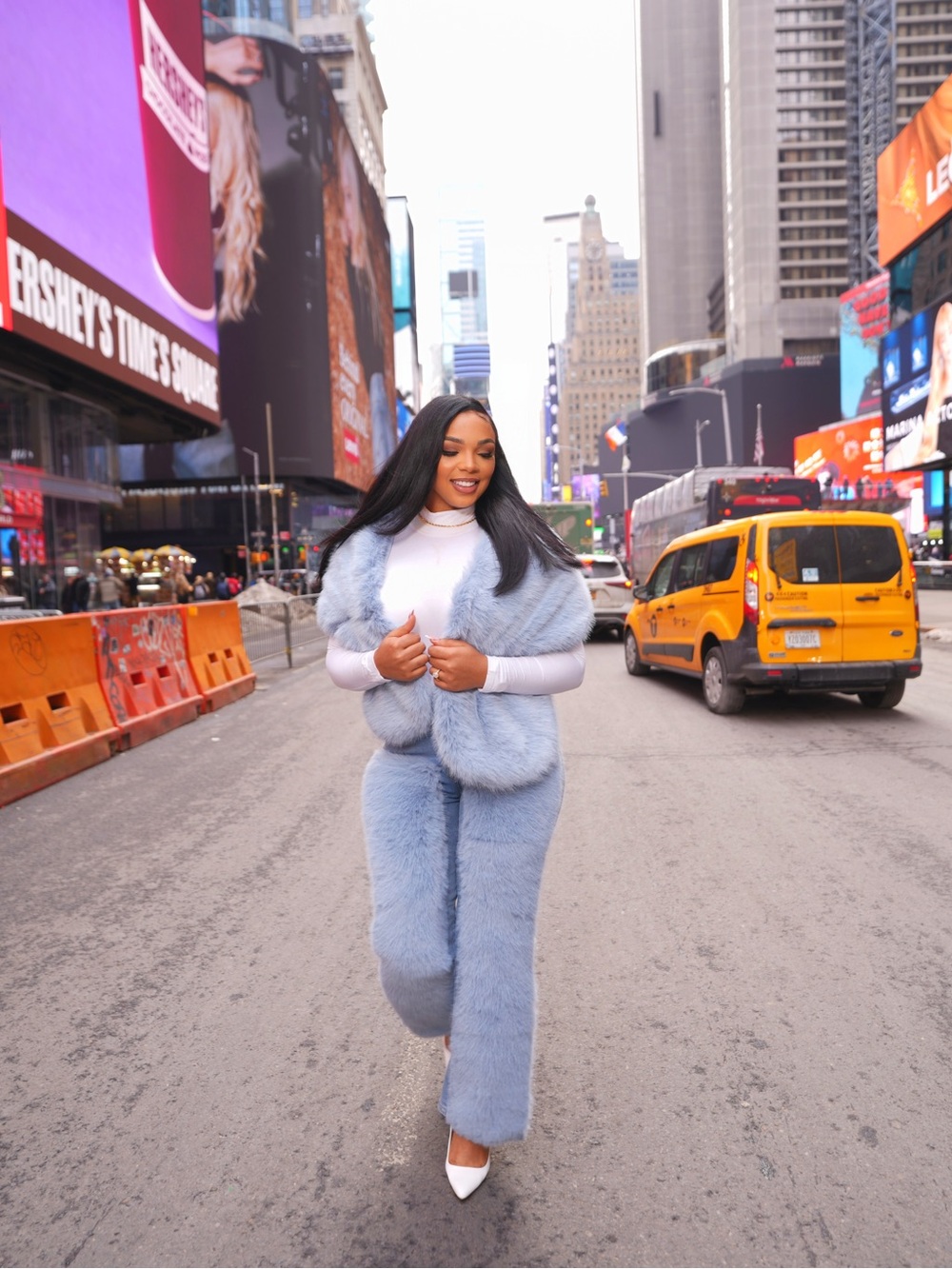 Edge Light Blue Faux Fur Jeans